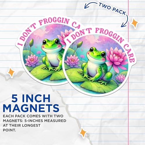 (2 Pack) Funny Frog Magnets - Humorous Kitchen Decor - 5" On Longest Side - for Cars, Fridges, Toolboxes - Made in USA - MAG7615