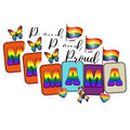 (3 Pack) Proud Mama Rainbow Decals - LGBTQ Pride Stickers - Mom Support - 3 Inches On Longest Side - Easy Peel & Apply - Made in USA - 3MCS7027