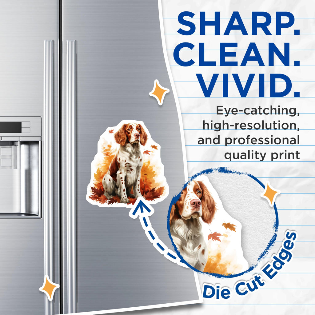 (2 Pack) Springer Spaniel Dog Magnets - Fall Leaves Aesthetic - Cozy Dog Mom Decor for Fridge and Lockers - 5 Inches On Longest Side - Thick Durable Magnet - Made in USA - MAG30796