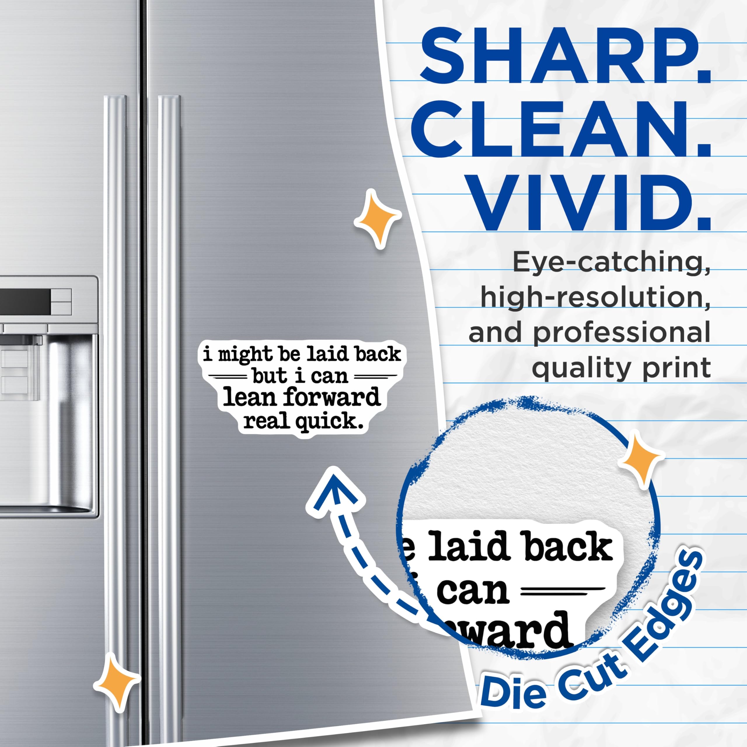 (2 Pack) Laid Back Attitude Magnets - Lean Forward Quick Quote - Funny Statement Decor - 5 Inches On Longest Side - Thick Durable Magnet - Made in USA - MAG21912