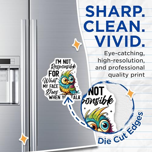 (2 Pack) I'm Not Responsible for What My Face Does Magnet - Quirky Fridge Decor - 5" On Longest Side - Sticks to Smooth Flat Surfaces - Made in USA - MAG10198