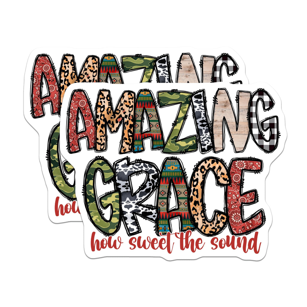 (2 Pack) Amazing Grace Magnets - Mixed Pattern Hymn Decor - Faith Based Inspirational Accessory - 5 Inches On Longest Side - Thick Durable Magnet - Made in USA - MAG24594