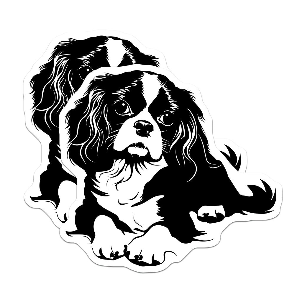 (2 Pack) Cavalier Spaniel Magnets - King Charles Dog Decor - Pet Refrigerator Accent - Animal Graphic Collection - 5 Inches On Longest Side - Thick Durable Magnet - Made in USA - MAG36928
