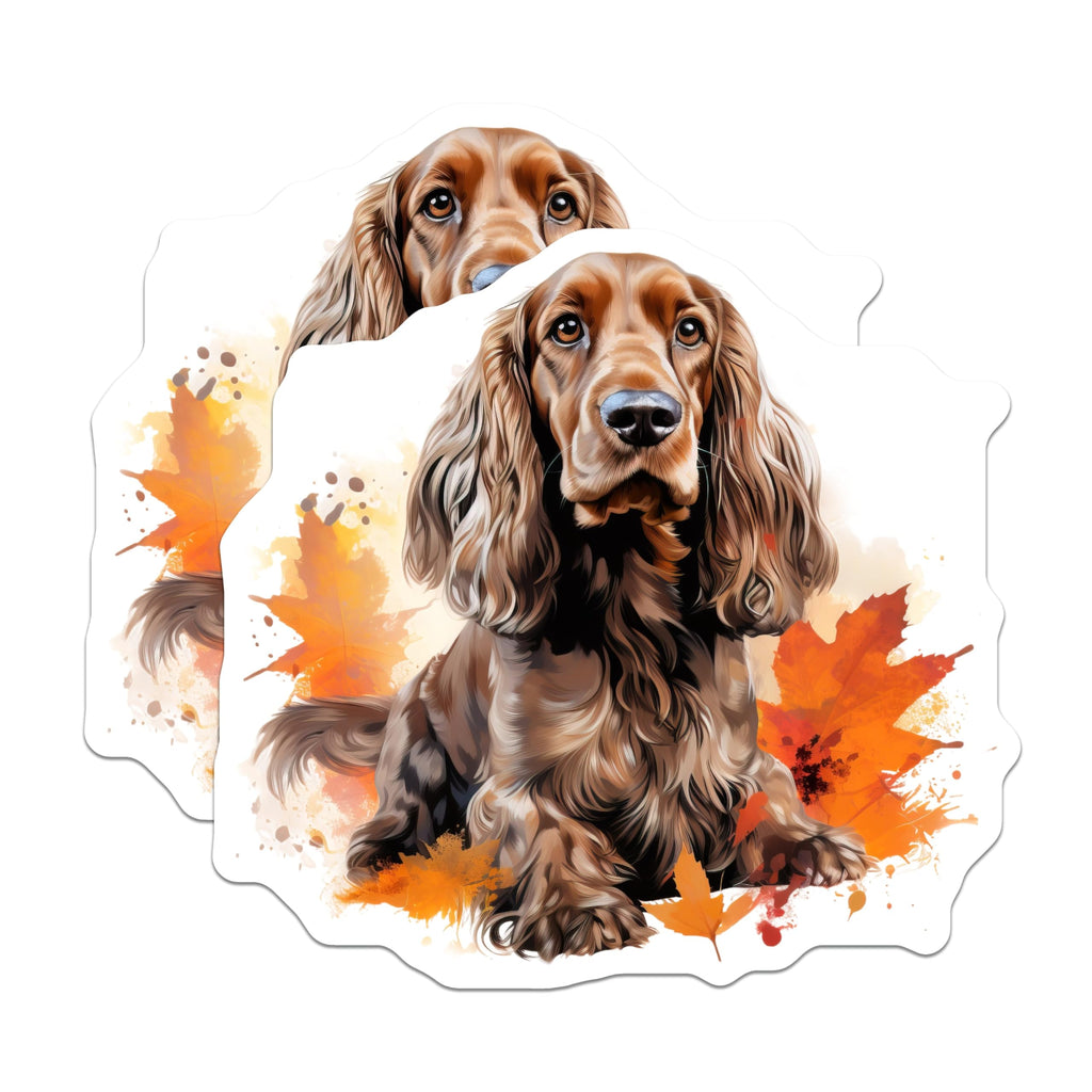 (2 Pack) Cocker Spaniel Magnets - Dog Lover Decor - Fall Autumn Leaves Art - Cute Pet Fridge Decor - 5 Inches On Longest Side - Thick Durable Magnet - Made in USA - MAG29163