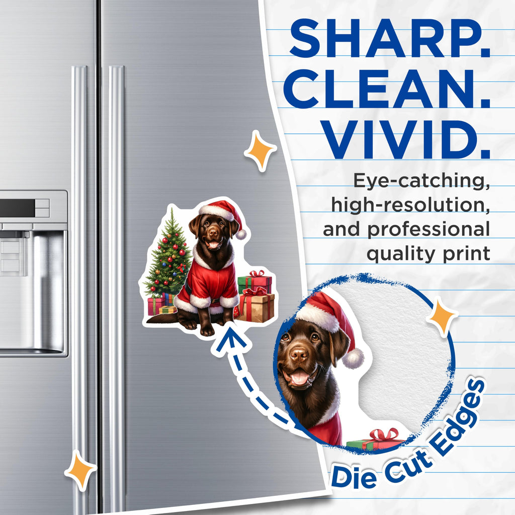 (2 Pack) Christmas Labrador Dog Magnets - Santa Lab Holiday Refrigerator Decor - Festive Xmas Tree Presents Canine Art - 5 Inches On Longest Side - Thick Durable Magnet - Made in USA - MAG24864