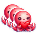 (3 Pack) Octopus Decals - Cute Kawaii - Heart Graphic - Laptop Decal - 3 Inches On Longest Side - Easy Peel & Apply - Made in USA - 3MCS2433