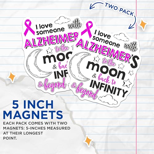 (2 Pack) Alzheimer's Awareness Magnets Magnets - Love Someone with Alzheimer's - 5" On Longest Side - Made in USA - Sticks to Refrigerators & Metal Surfaces - MAG8902