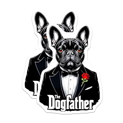 (2 Pack) The Dogfather Stickers - Funny Dog Stickers - Dog Lover Stickers - 5" On Longest Side - Sticks to Smooth Flat Surfaces - Made in USA - BMCS4652