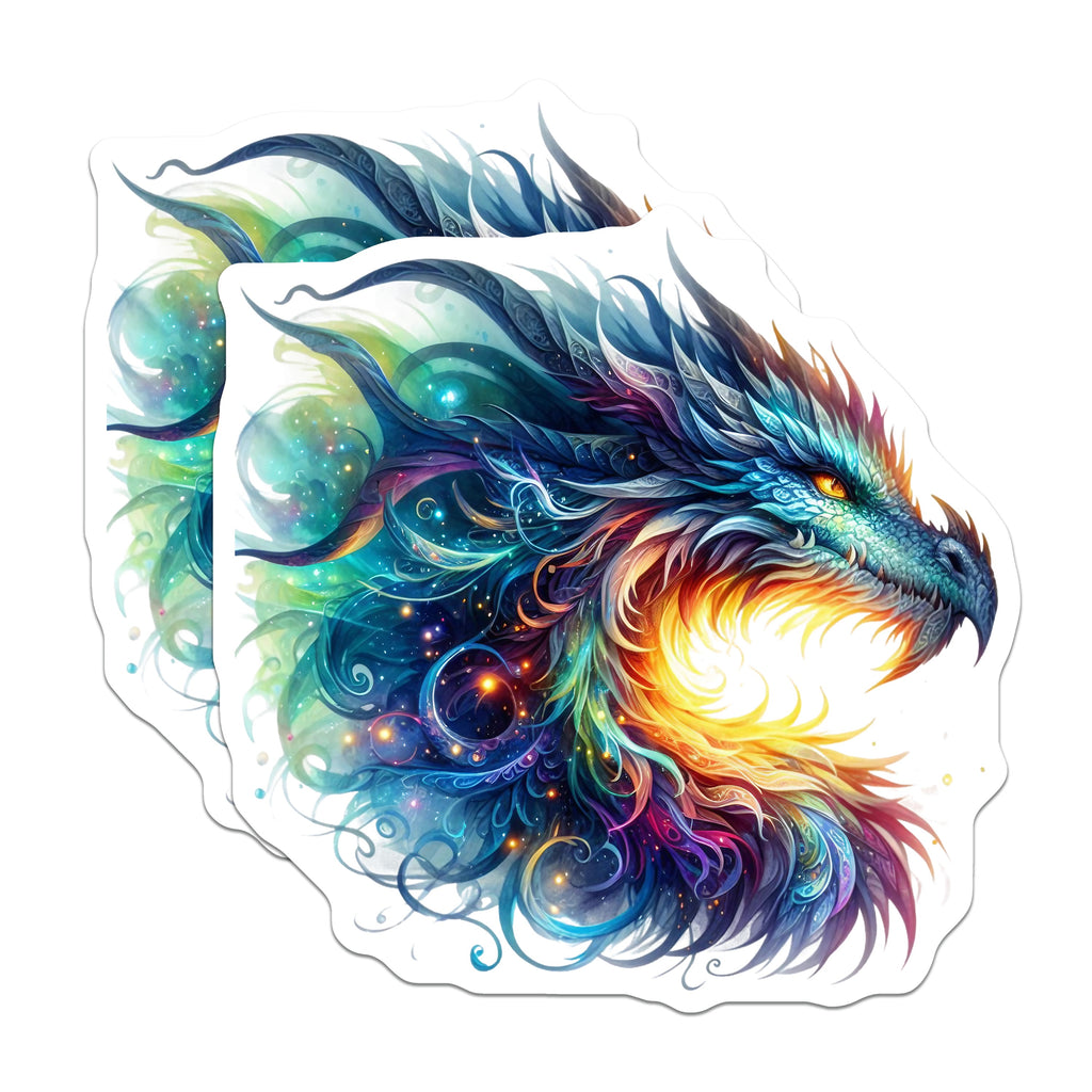 (2 Pack) Cosmic Dragon Magnets - Fantasy Art Decor - Mythical Creature Gift - Vibrant Magic Lore - 5 Inches On Longest Side - Thick Durable Magnet - Made in USA - MAG37203