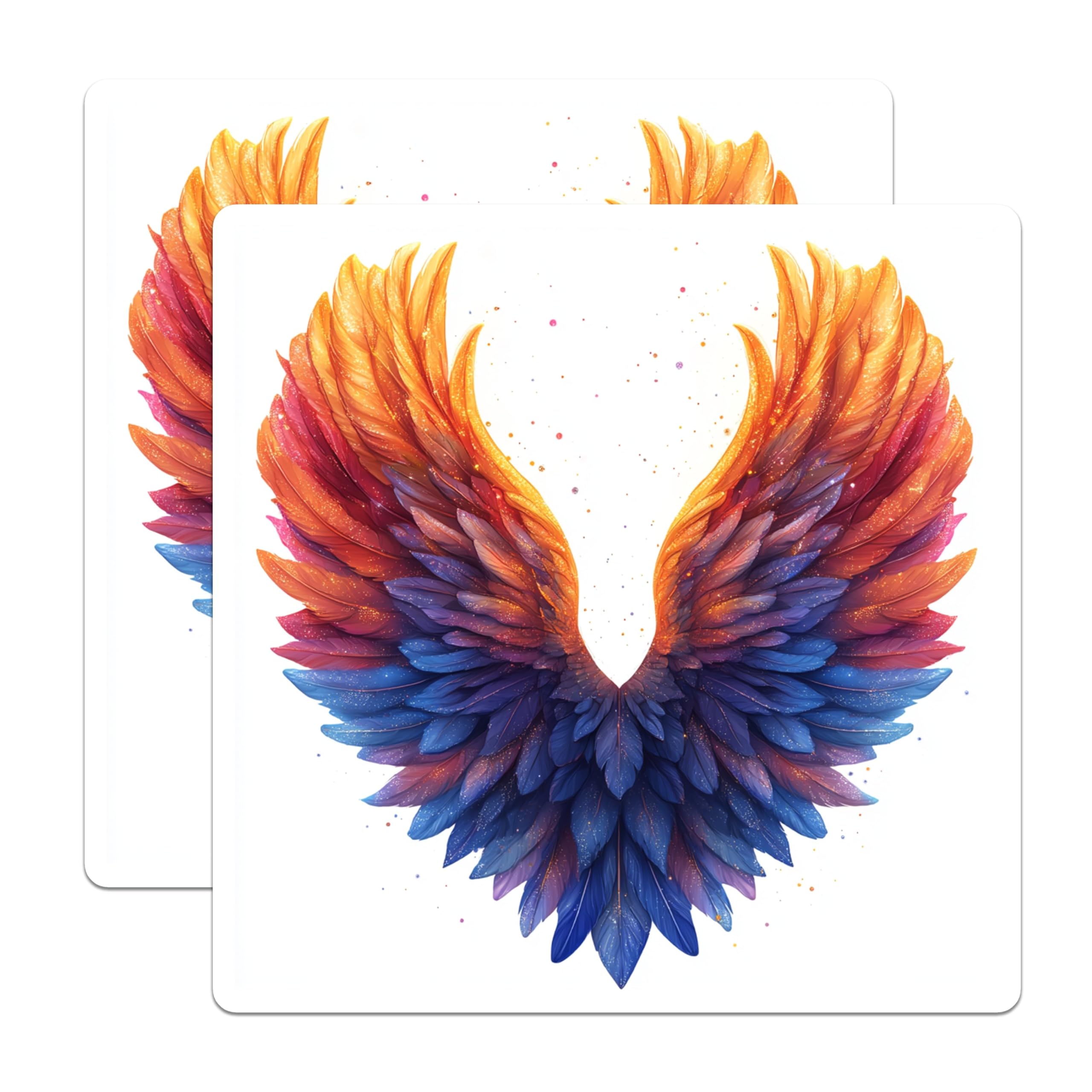 (2 Pack) Vibrant Angel Wings Magnets - Colorful Feather Art - Spiritual Home Decor Aesthetic - 5 Inches On Longest Side - Thick Durable Magnet - Made in USA - MAG25926