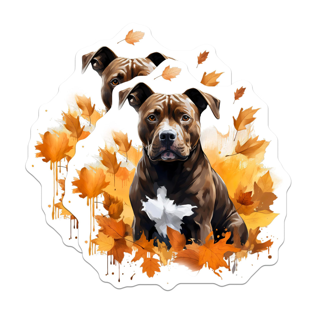 (2 Pack) Pitbull Dog Magnets - Autumn Fall Decor Pet Lover - Refrigerator Decals Dog Mom Accessories - 5 Inches On Longest Side - Thick Durable Magnet - Made in USA - MAG27204