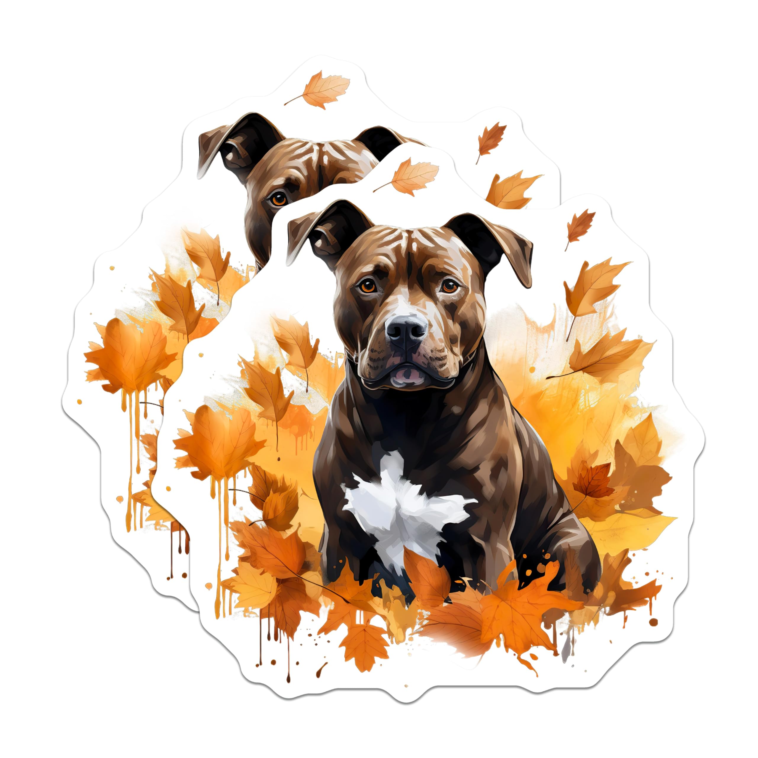 (2 Pack) Pitbull Dog Magnets - Autumn Fall Decor Pet Lover - Refrigerator Decals Dog Mom Accessories - 5 Inches On Longest Side - Thick Durable Magnet - Made in USA - MAG27204
