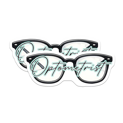 (2 Pack) Optometrist Stickers - Eyeglasses Art - Healthcare Professional Vinyl Decal for Laptops and Water Bottles - 5" On Longest Side - Sticks to Smooth Flat Surfaces - Made in USA - BMCS8073