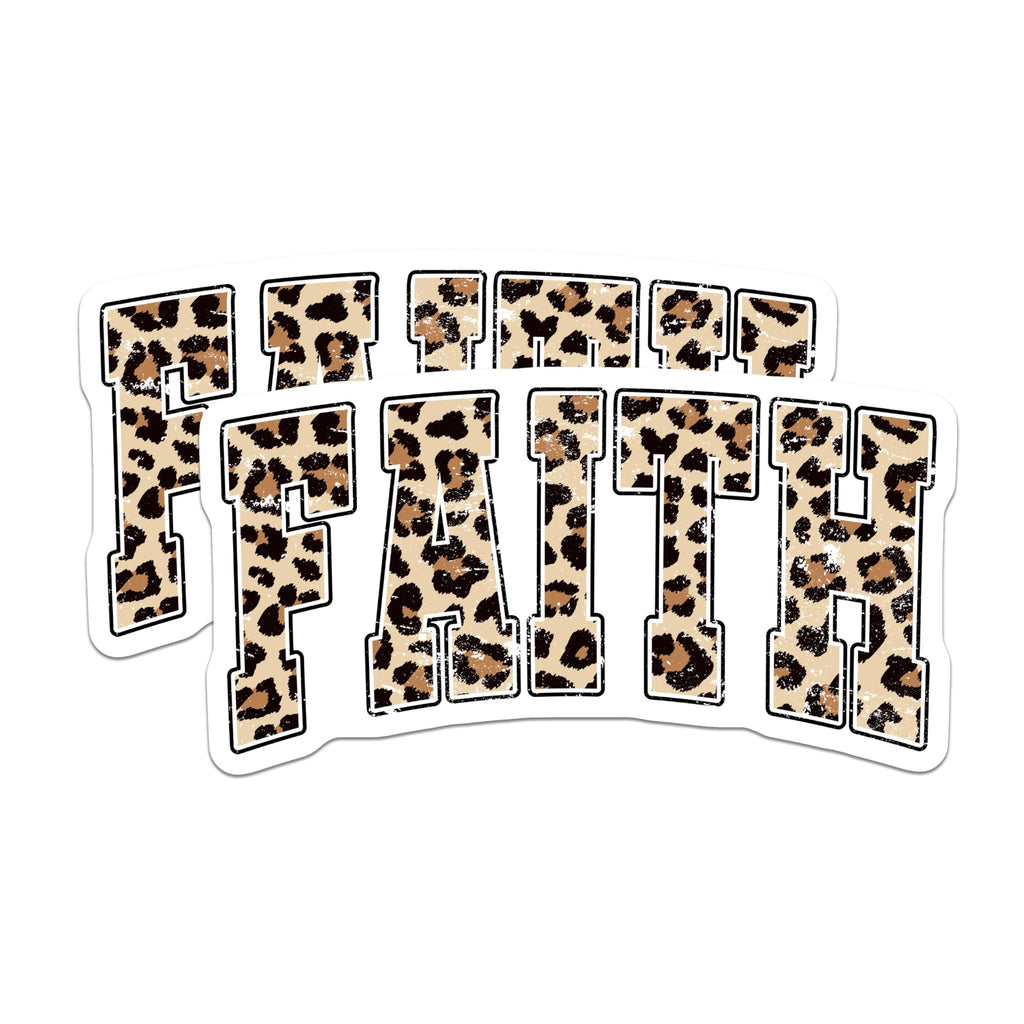 (2 Pack) Faith Leopard Print Magnets - Inspirational Animal Print Decor - Spiritual Vehicle Accent - 5 Inches On Longest Side - Thick Durable Magnet - Made in USA - MAG19987