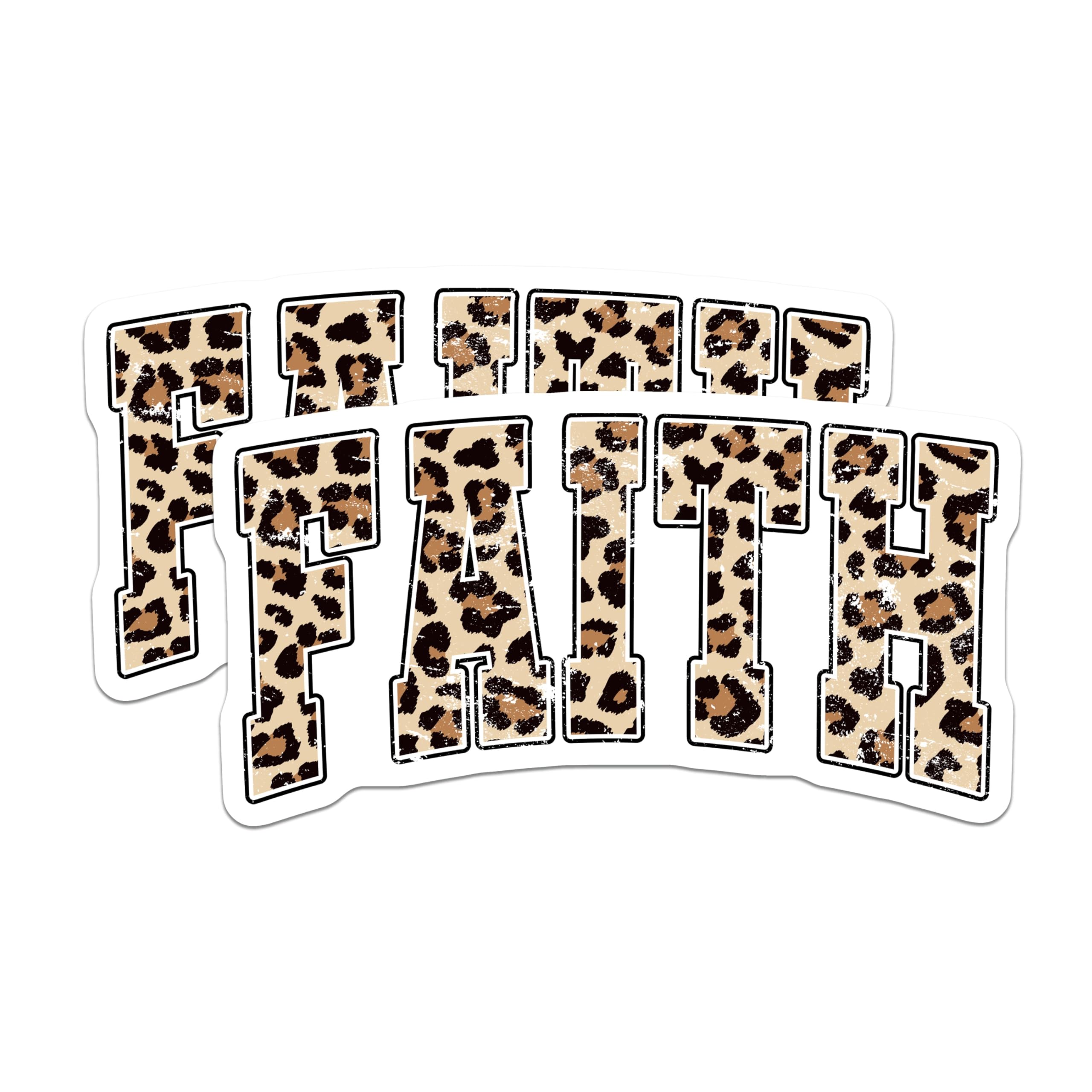 (2 Pack) Faith Leopard Print Magnets - Inspirational Animal Print Decor - Spiritual Vehicle Accent - 5 Inches On Longest Side - Thick Durable Magnet - Made in USA - MAG19987