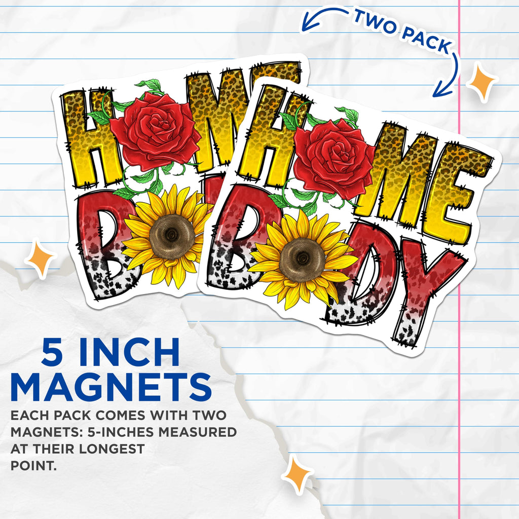 (2 Pack) Homebody Magnets - Leopard Cow Print - Farmhouse Kitchen Decor Refrigerator Magnets - 5 Inches On Longest Side - Thick Durable Magnet - Made in USA - MAG28010