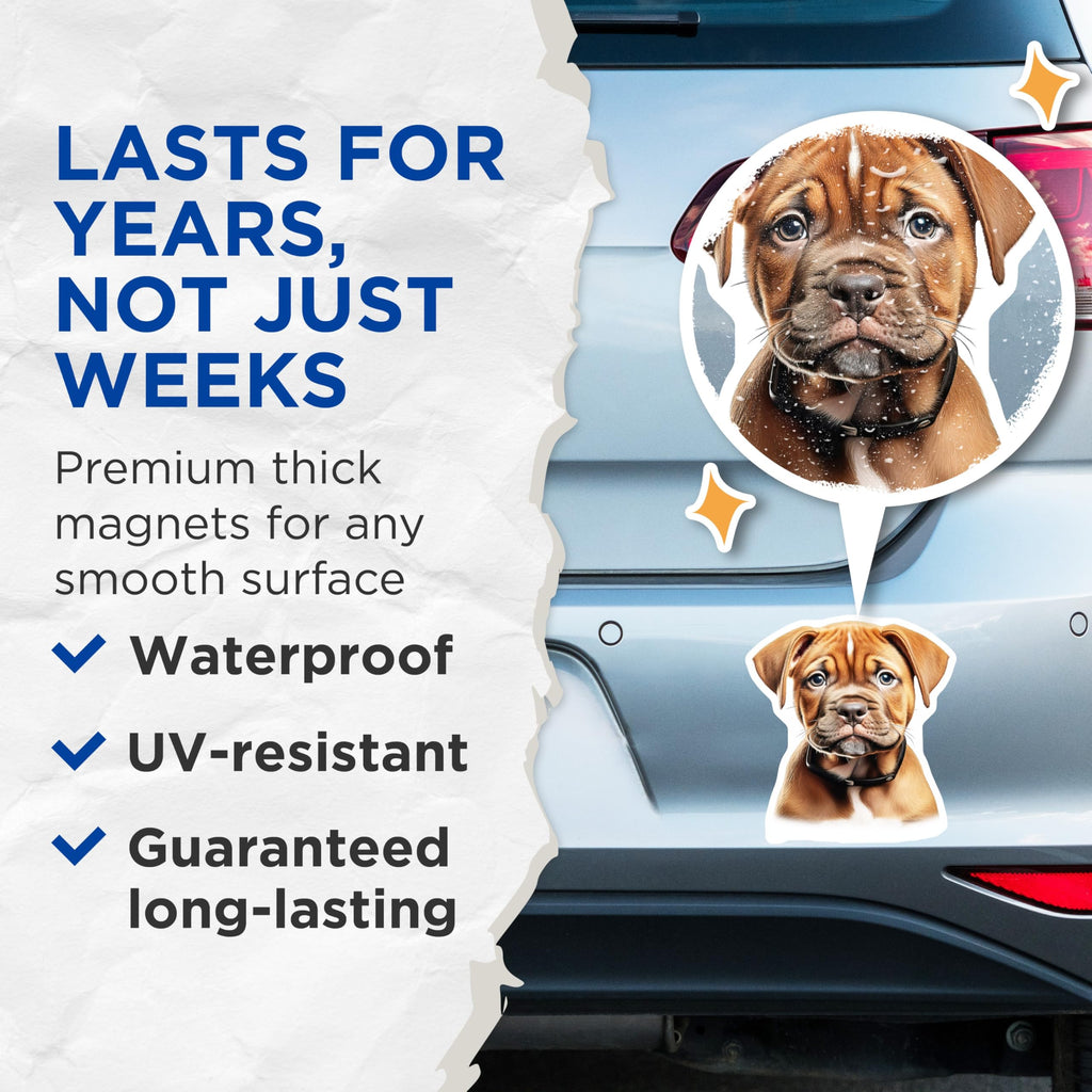 (2 Pack) Cute Puppy Magnets - Adorable Dog Lover Decor - Fridge Locker Office Accessories - 5 Inches On Longest Side - Thick Durable Magnet - Made in USA - MAG26175