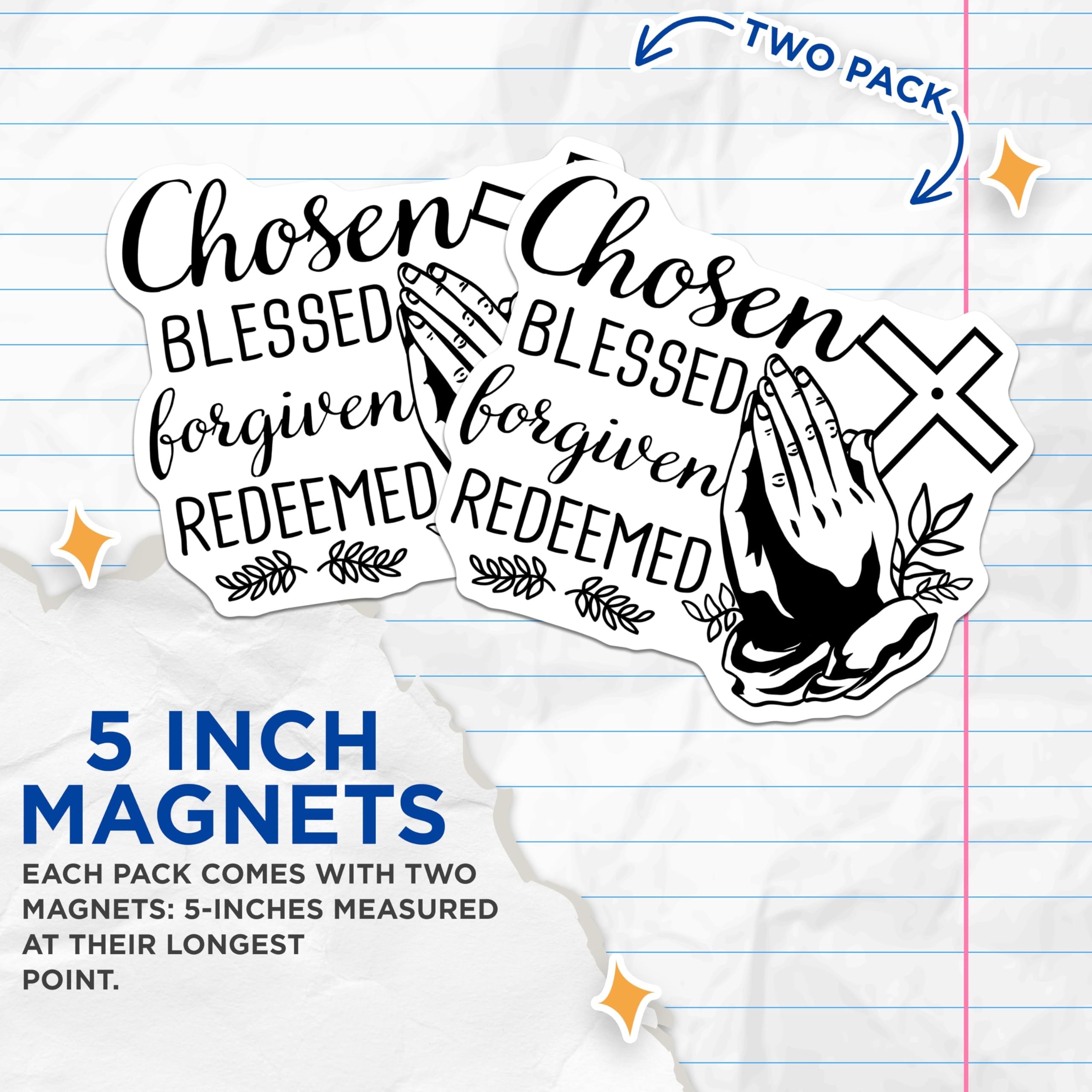 (2 Pack) Christian Magnets - Religious Sayings - Faith Decoration - 5" On Longest Side - Premium Magnet - for Cars, Refrigerators, Toolboxes, Lockers - Made in USA - MAG16578