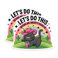 (2 Pack) Anxious Cat Magnets - Grumpy Kitty Boba Tea Decor - Funny Mental Health Meme - Cowboy Hat Animal Art - 5 Inches On Longest Side - Thick Durable Magnet - Made in USA - MAG21867