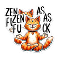 (2 Packs) Zen As F*** Stickers - Funny Sarcastic Humor Cat Lover Mom Meditating Decals - 5 Inches On Longest Side - Premium Vinyl Decal - Sticks to Any Smooth Flat Surface - Made in USA - BMCS2425