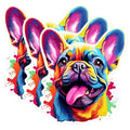 (3 Pack) French Bulldog Decals - Colorful Dog Stickers - Cute Laptop Decals - 3 Inches On Longest Side - Easy Peel & Apply - Made in USA - 3MCS0731