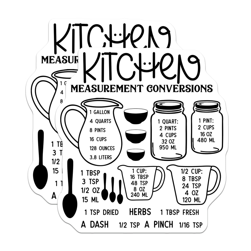 (2 Pack) Kitchen Measurement Conversion Magnets - Cooking Baking Chart - Handy Reference Guide Fridge - 5 Inches On Longest Side - Thick Durable Magnet - Made in USA - MAG36628