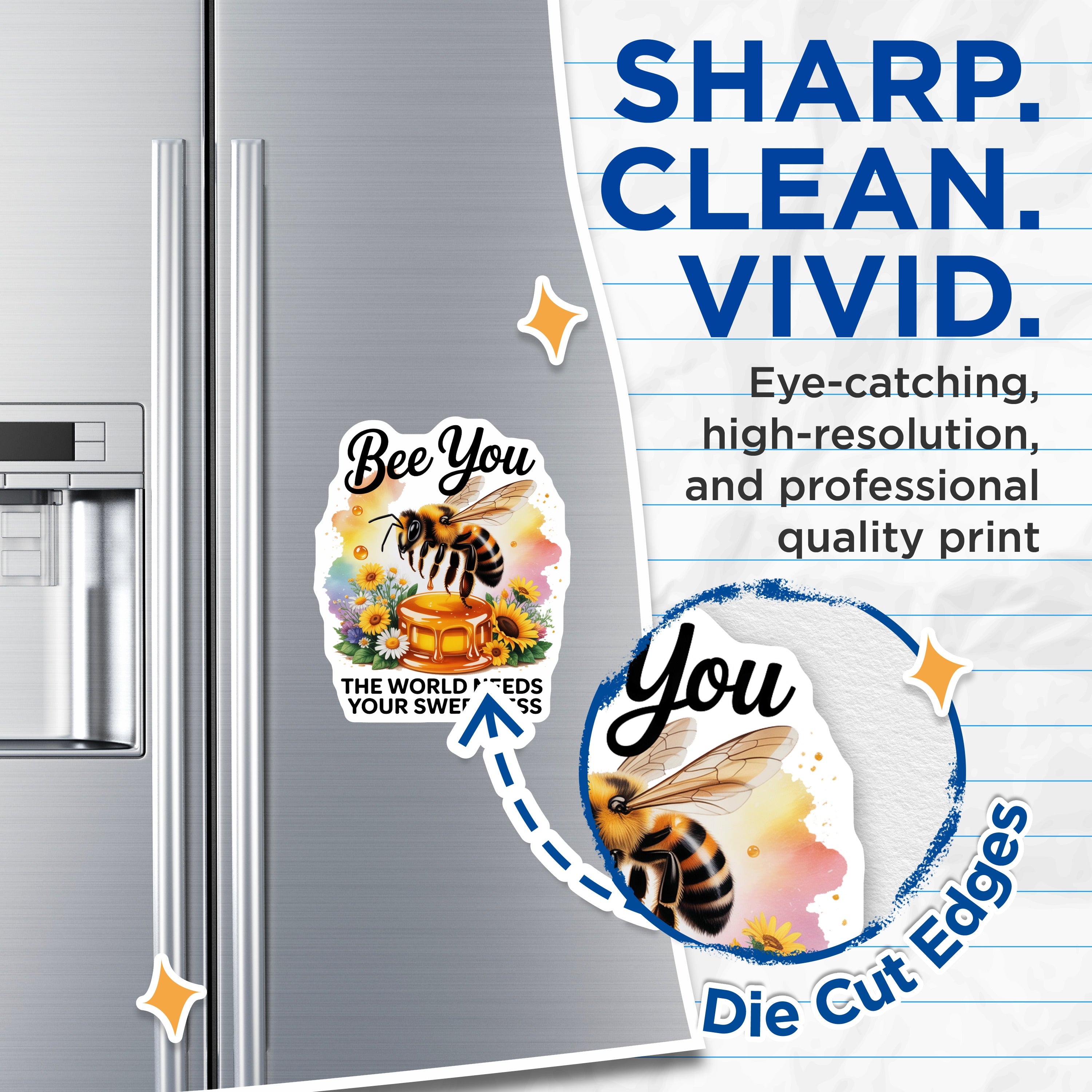 (2 Pack) Bee You Magnets - Inspirational Quote - Positive Message - Honey Bee Floral Decor - 5 Inches On Longest Side - Thick Durable Magnet - Made in USA - MAG38944