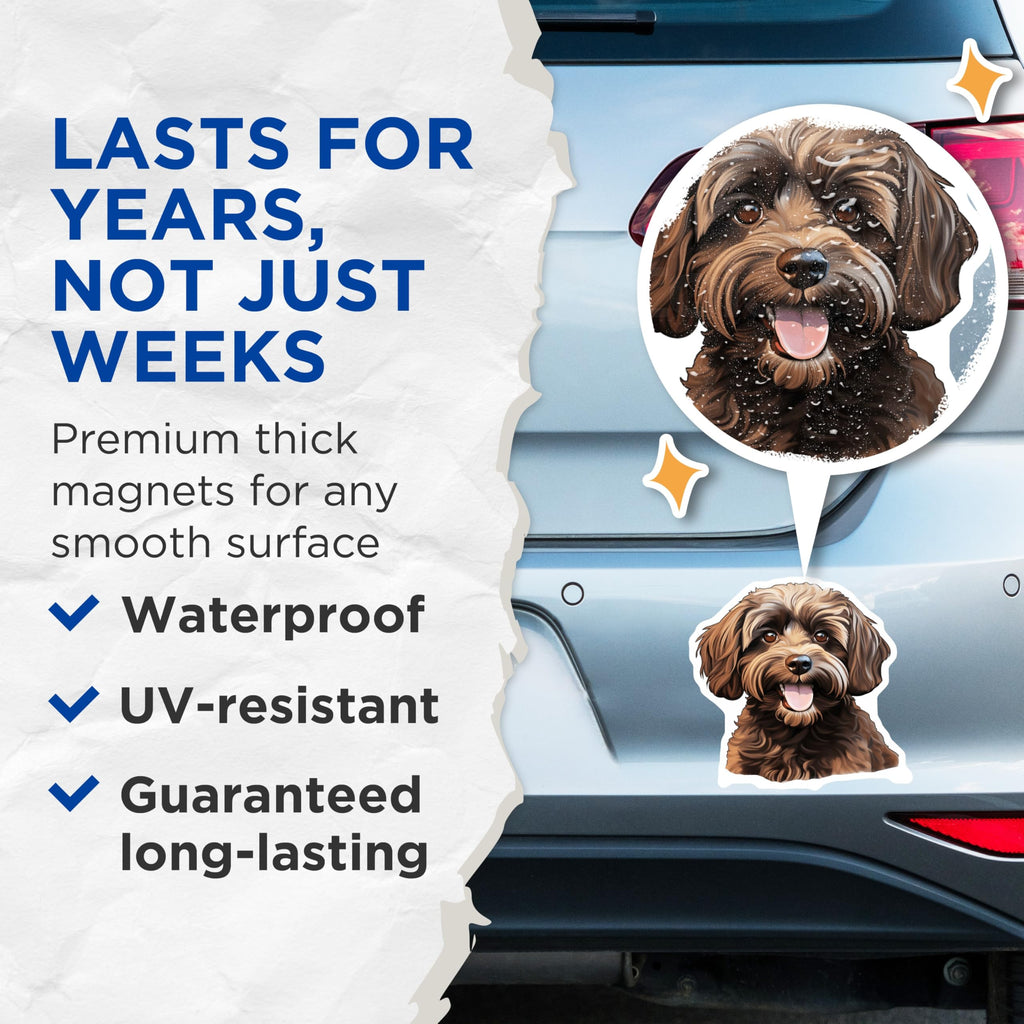 (2 Pack) Cockapoo Dog Magnets - Cute Brown Dog Art - Pet Lover Refrigerator Decor - 5 Inches On Longest Side - Thick Durable Magnet - Made in USA - MAG26311