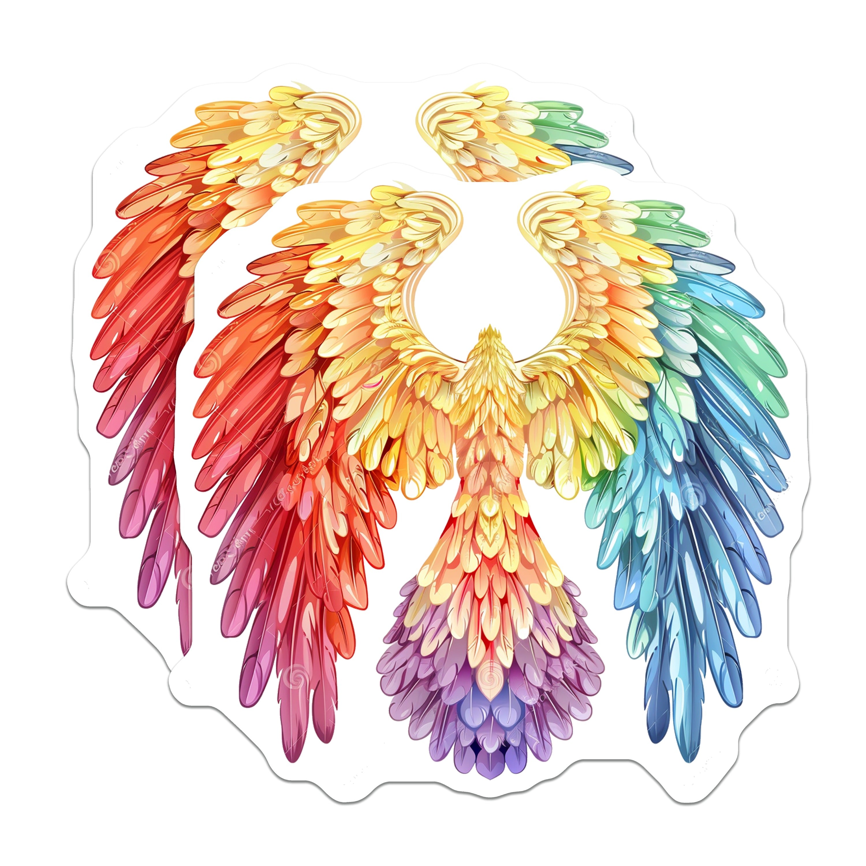 (2 Pack) Rainbow Phoenix Magnets - Mythical Bird Fantasy Decor - Vibrant Aesthetic Rebirth Symbol - 5 Inches On Longest Side - Thick Durable Magnet - Made in USA - MAG37191