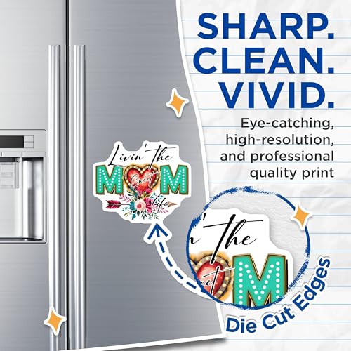 (2 Pack) Livin The Mom Life Magnets - Sweet Heart Florals - Mom Life Decor - 5" On Longest Side - for Cars, Fridges, Toolboxes - Made in USA - MAG7715