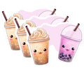 (3 Pack) Boba Decals - Latte Decal - Cute Drink Stickers - 3 Inches On Longest Side - Easy Peel & Apply - Made in USA - 3MCS6508