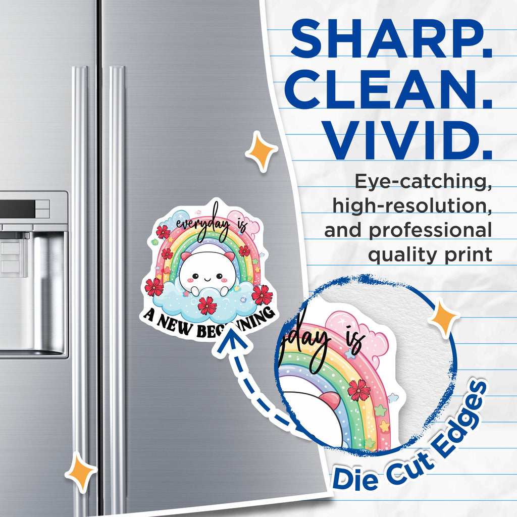 (2 Pack) Kawaii Rainbow Cloud Magnets - Positive Affirmation Decor - New Beginning Inspiration - Cute Locker Fridge Decor - 5 Inches On Longest Side - Thick Durable Magnet - Made in USA - MAG36416