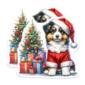 (2 Pack) Santa Puppy Magnets - Christmas Australian Shepherd Dog Decor - Festive Holiday Refrigerator Accessory - 5 Inches On Longest Side - Thick Durable Magnet - Made in USA - MAG28629