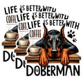 (3 Pack) Doberman Coffee Decals - Dog Lover - Laptop Decal - 3 Inches On Longest Side - Easy Peel & Apply - Made in USA - 3MCS0878