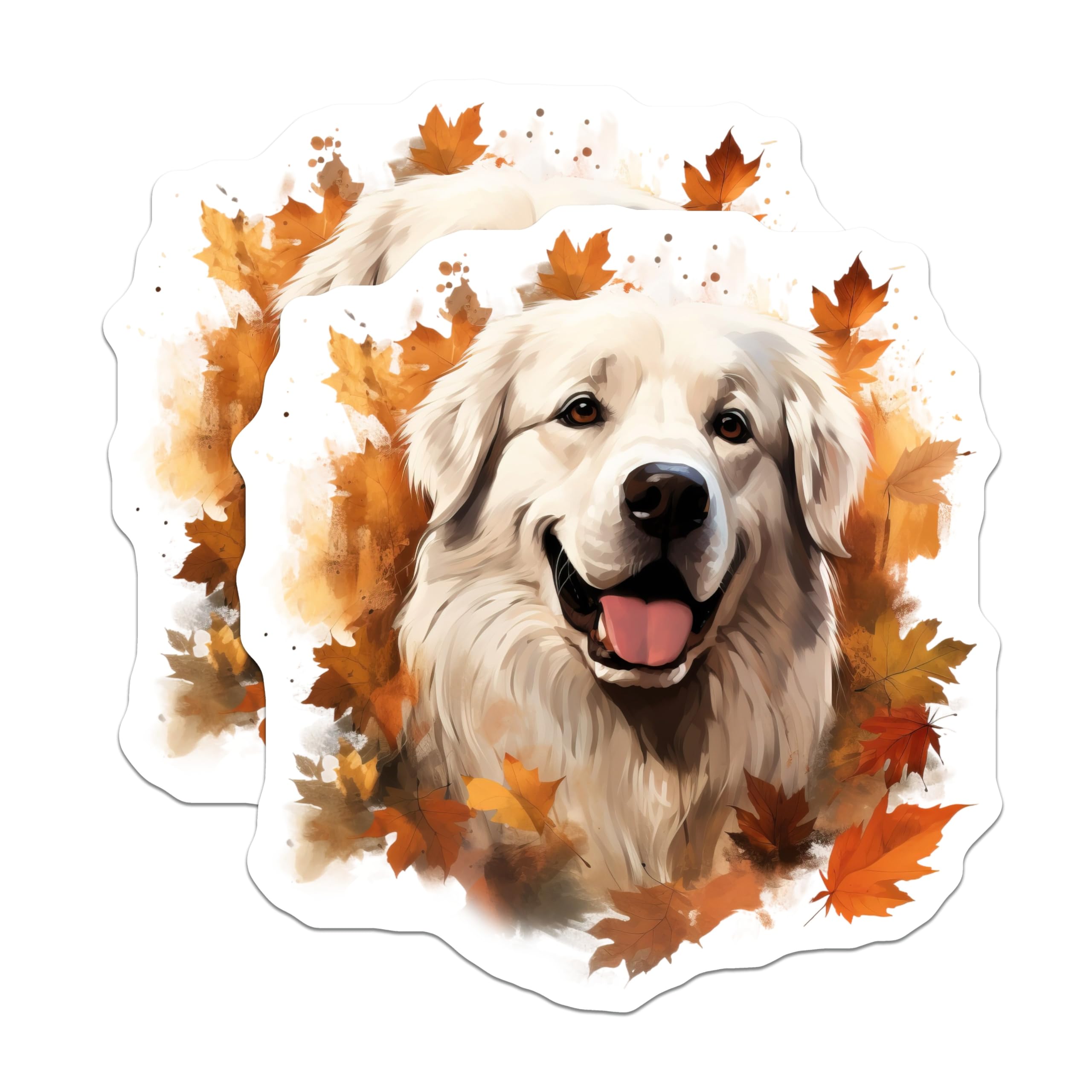 (2 Pack) Great Pyrenees Dog Magnets - Autumn Dog Decor - White Fluffy Pet Art - Dog Owner Display - 5 Inches On Longest Side - Thick Durable Magnet - Made in USA - MAG28980