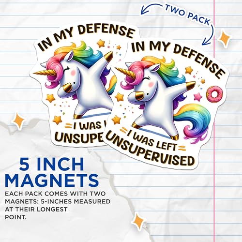 (2 Pack) Unicorn Magnet - Funny Unicorn Quote Magnets - Cute Rainbow Unicorn Magnets - 5" On Longest Side - for Cars, Refrigerators, Toolboxes, Lockers - Made in USA BMCS3338