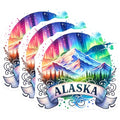 (3 Pack) Alaska Decals - Northern Lights Stickers - Laptop Water Bottle Decals- 3 Inches On Longest Side - Easy Peel & Apply - Made in USA - 3MCS5544