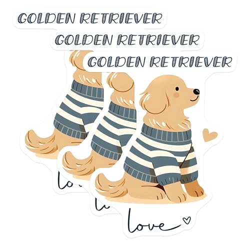 (3 Pack) Golden Retriever Decals - Cute Dog Stickers - Laptop Decals - 3 Inches On Longest Side - Easy Peel & Apply - Made in USA - 3MCS6067