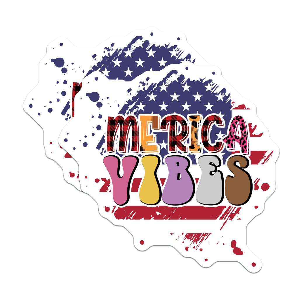 (2 Pack) Merica Vibes Magnets - Distressed American Flag Art - Patriotic USA Decor for Fridge - Fourth of July Decoration - 5 Inches On Longest Side - Thick Durable Magnet - Made in USA - MAG36214