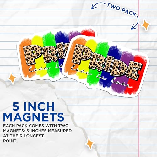 (2 Pack) Pride Love is Love Magnets - LGBTQ Rainbow Pride - 5" On Longest Side - for Cars, Fridges, Toolboxes - Made in USA - MAG8269