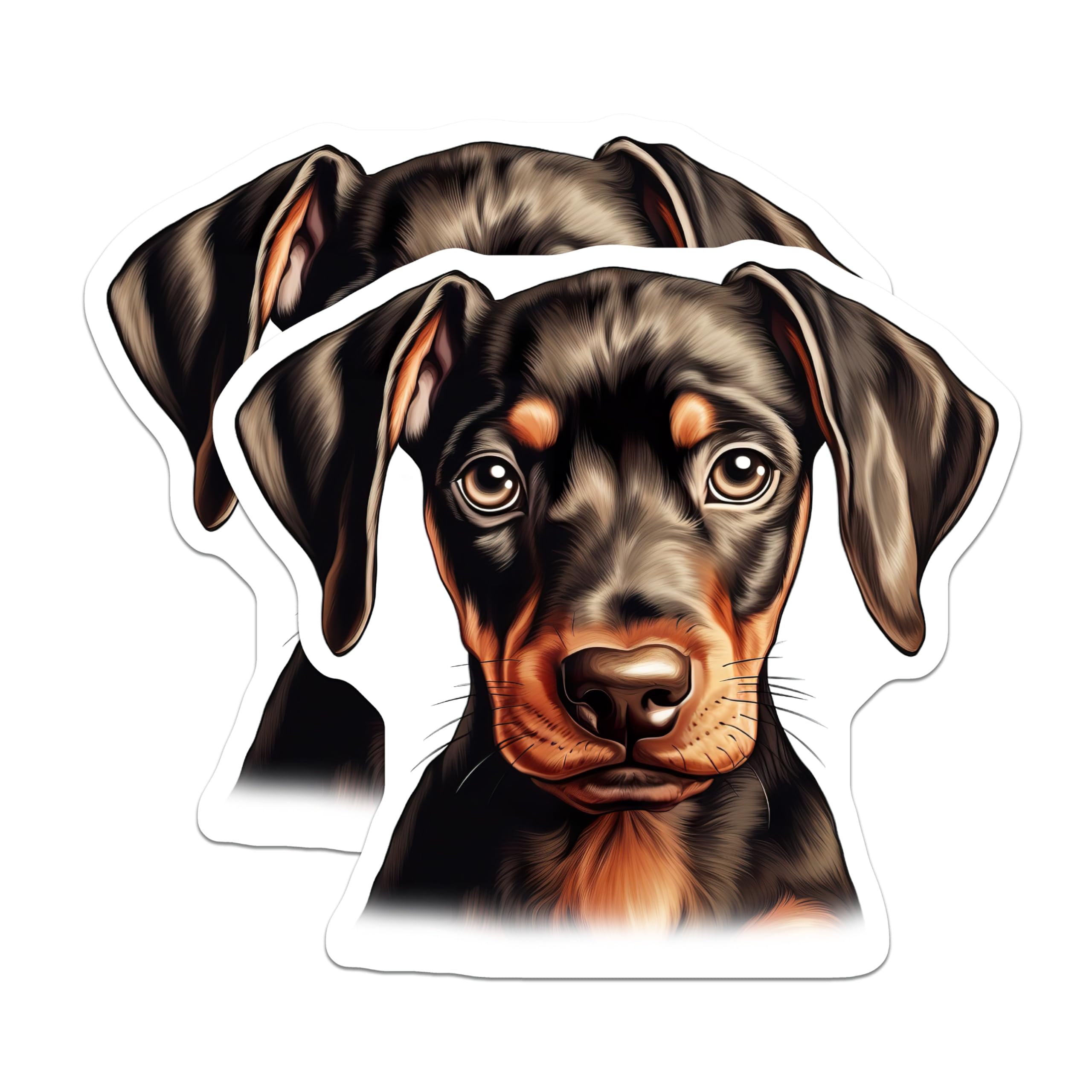 (2 Pack) Adorable Doberman Puppy Magnets - Black Tan Dog Breed Art - Cute Pet Animal Fridge Locker Home Decor Magnets - 5 Inches On Longest Side - Thick Durable Magnet - Made in USA - MAG24187