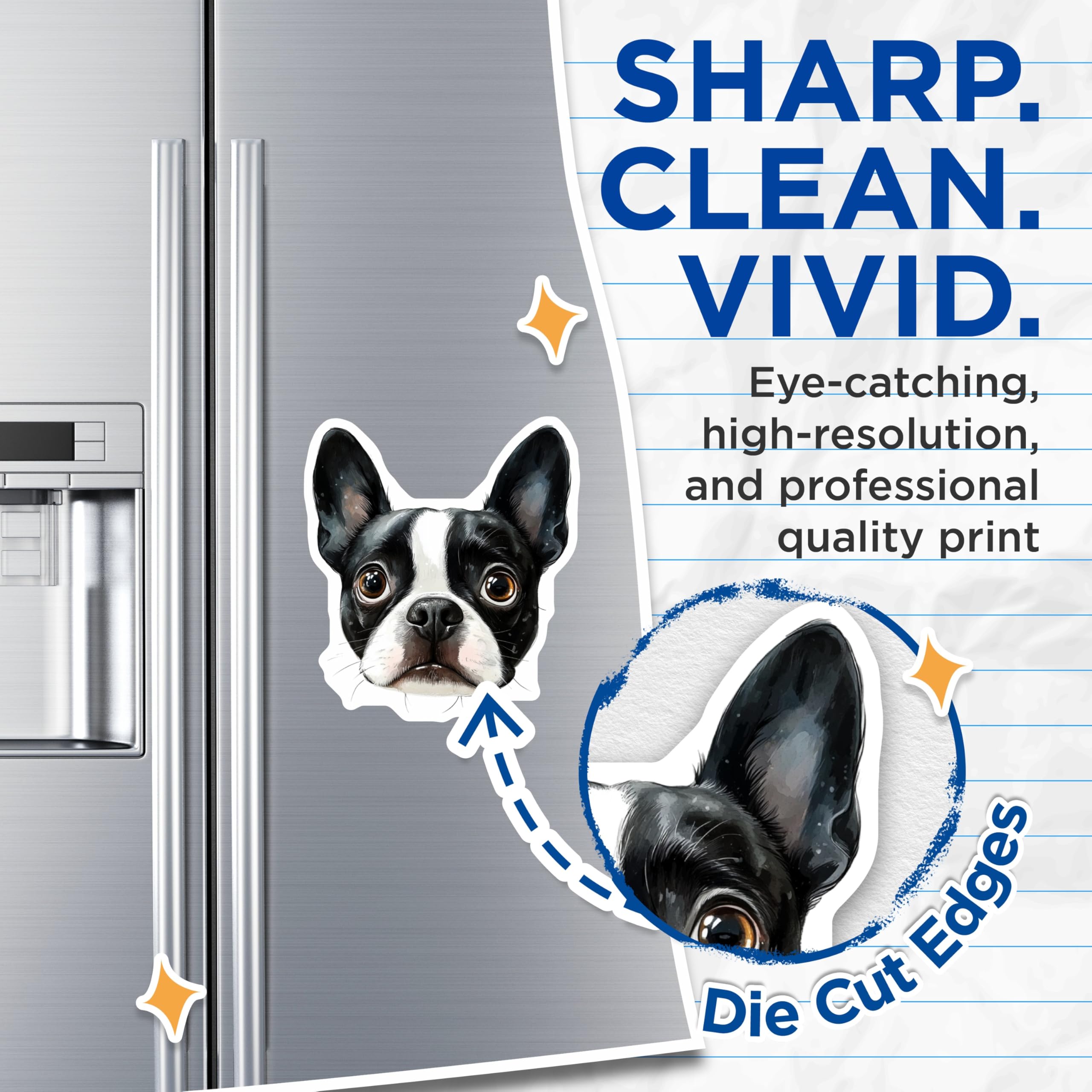 (2 Pack) Boston Terrier Magnets - Dog Lover Decor - Fridge Magnets - 5" On Longest Side - Premium Magnet - for Cars, Refrigerators, Toolboxes, Lockers - Made in USA - MAG15302