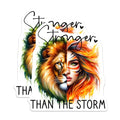 (2 Pack) Stronger Than The Storm Stickers - Lion and Girl Art - Inspirational Sticker - 5" On Longest Side - Sticks to Smooth Flat Surfaces - Made in USA - BMCS9240