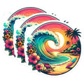 (3 Pack) Tropical Beach Decals - Surfboard Laptop Sticker - Beach Wave Stickers- 3 Inches On Longest Side - Easy Peel & Apply - Made in USA - 3MCS5984