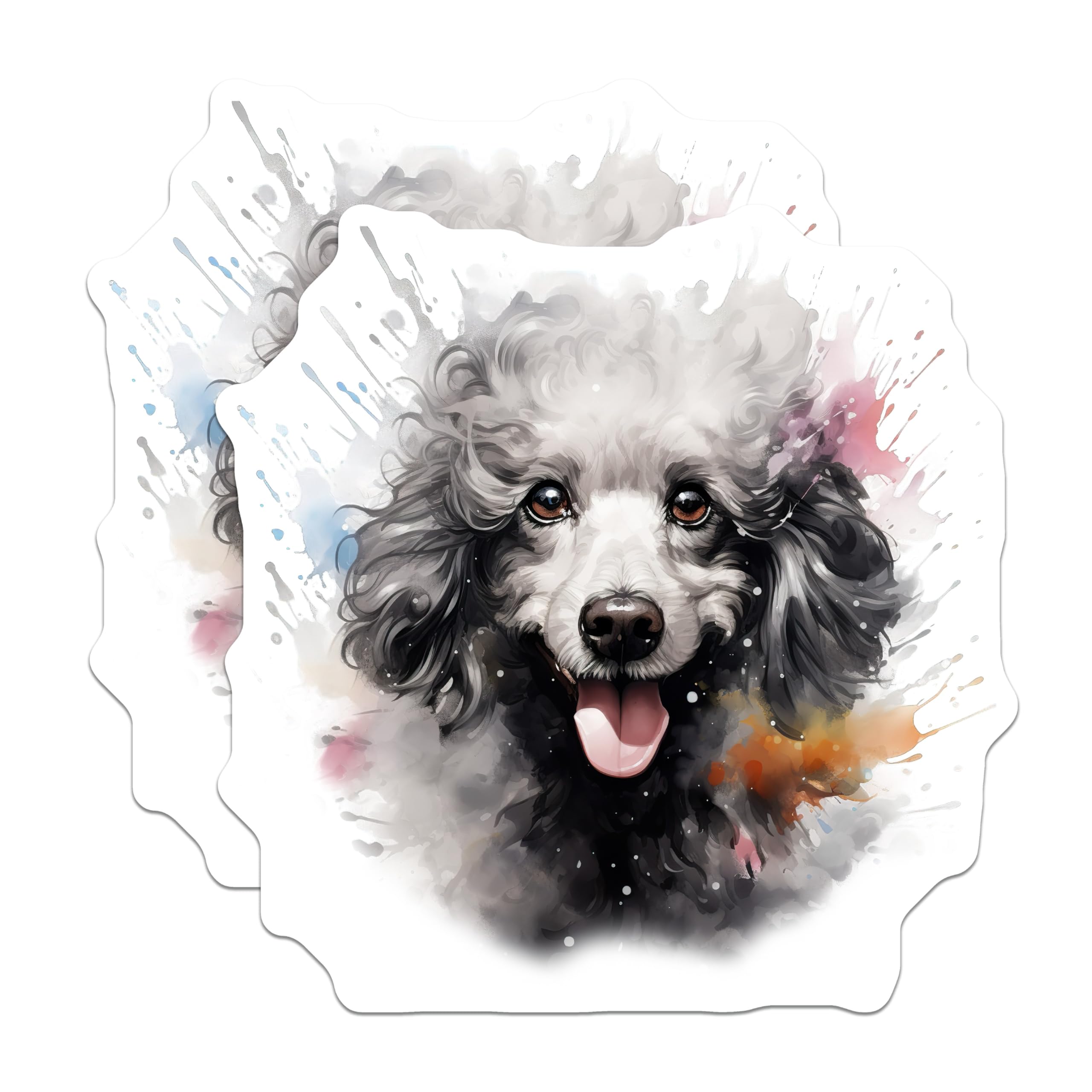 (2 Pack) Poodle Dog Magnets - Watercolor Poodle Art - Dog Mom Decor - 5 Inches On Longest Side - Thick Durable Magnet - Made in USA - MAG29285