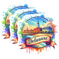 (3 Pack) Delaware Decals - Laptop Decals - State Pride Sticker- 3 Inches On Longest Side - Easy Peel & Apply - Made in USA - 3MCS5593