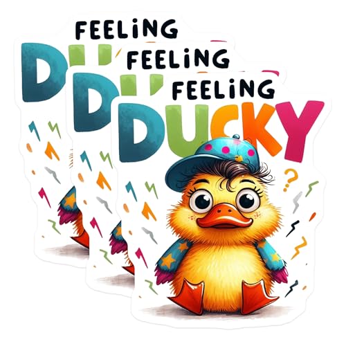 (3 Pack) Feeling Ducky Decals - Cute Duck Art - Laptop Decals- 3 Inches On Longest Side - Easy Peel & Apply - Made in USA - 3MCS5123