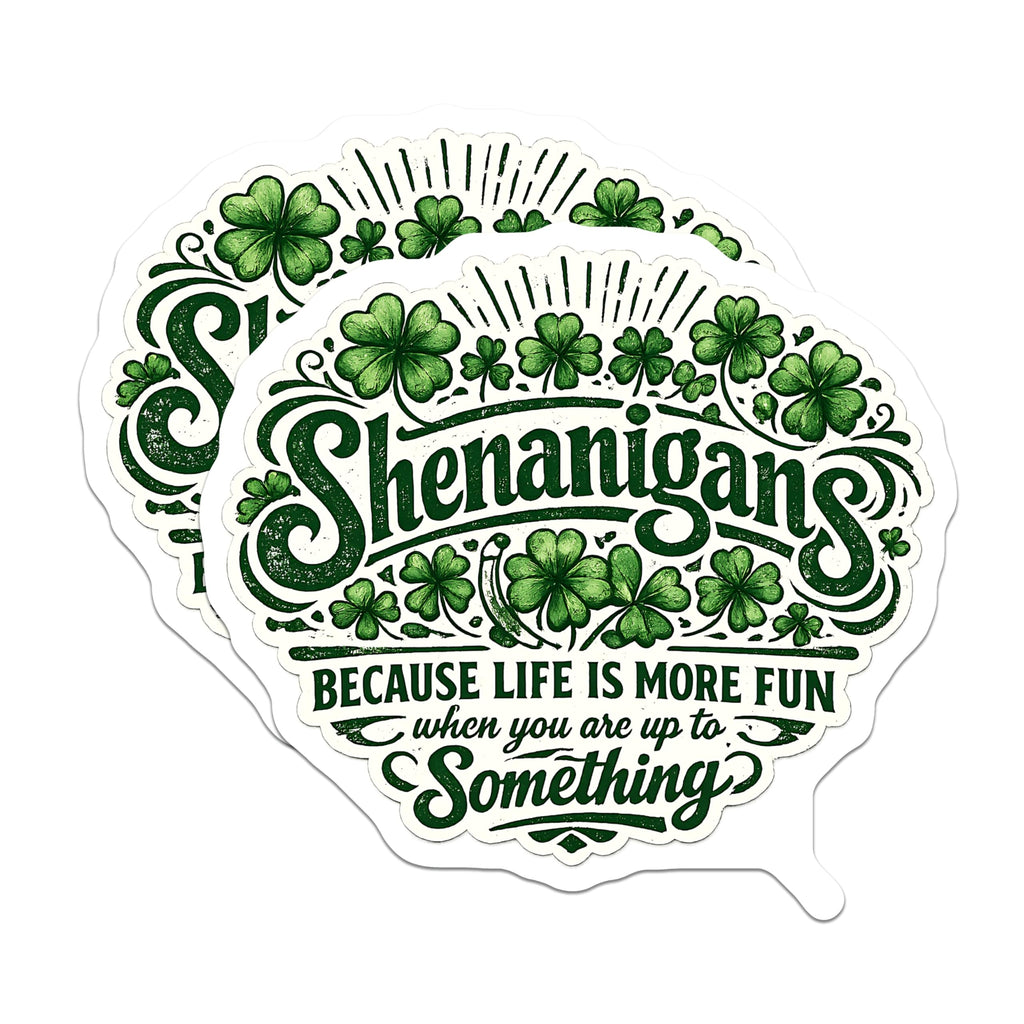 (2 Pack) Shenanigans Magnets - Funny Irish Refrigerator Decor - Clover St Patricks Day Accessory - 5 Inches On Longest Side - Thick Durable Magnet - Made in USA - MAG22351
