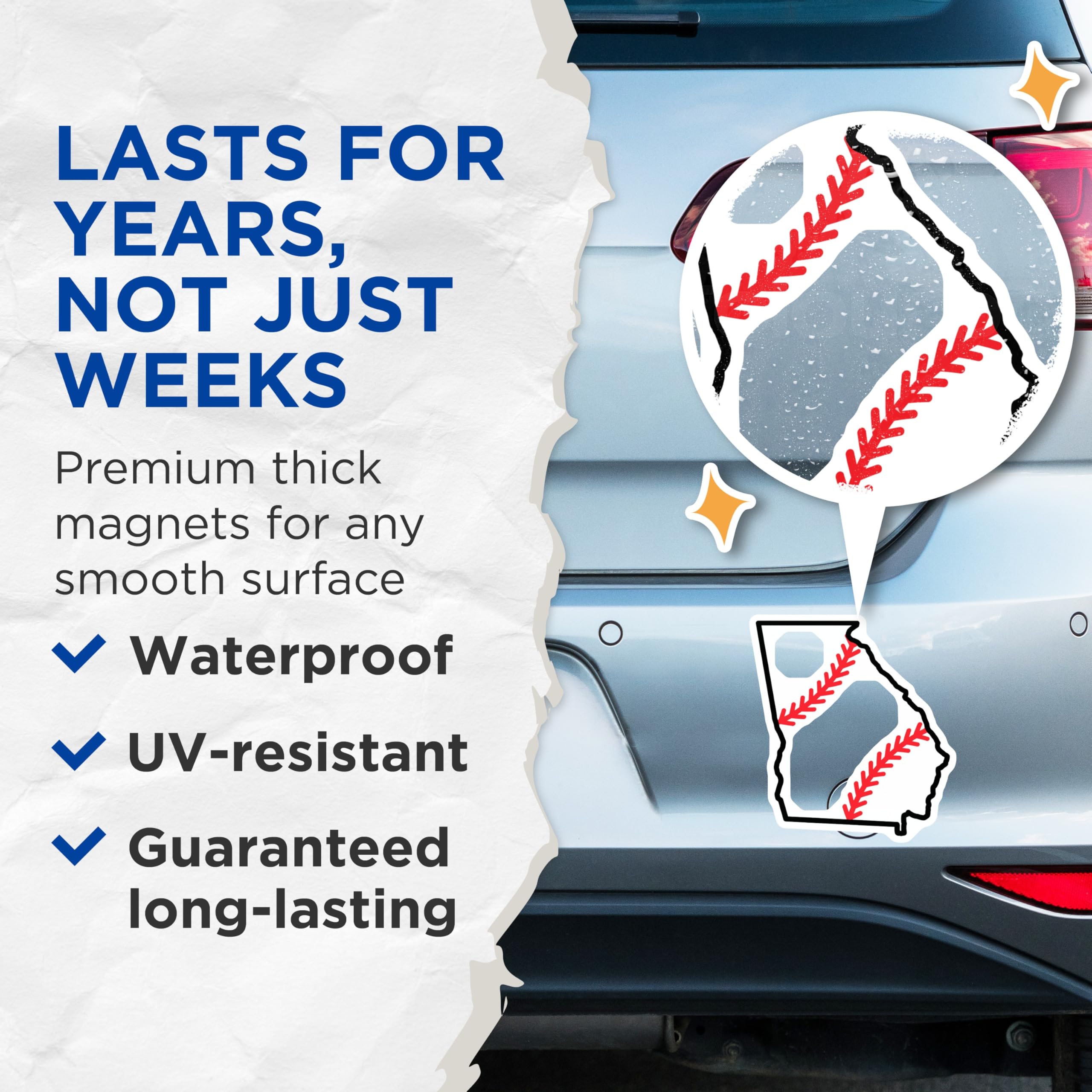 (2 Pack) Georgia Baseball Magnets - State Pride - Sports Fan Decor - 5" On Longest Side - Premium Magnet - for Cars, Refrigerators, Toolboxes, Lockers - Made in USA - MAG18722