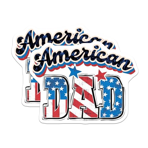 (2 Pack) American Dad Magnets Magnets - Patriotic Dad Decor - Father's Day Decoration - 5" On Longest Side - Made in USA - Sticks to Refrigerators & Metal Surfaces - MAG8503